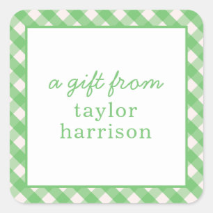 Bright Gingham Personalized Gift Stickers