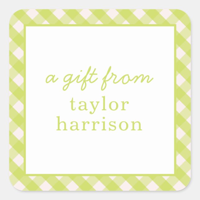Bright Gingham Personalized Gift Stickers (Front)