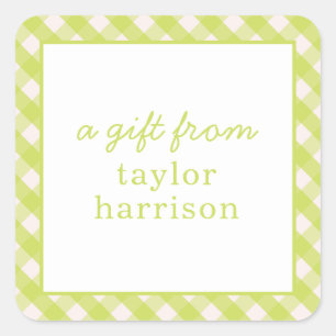 Bright Gingham Personalized Gift Stickers