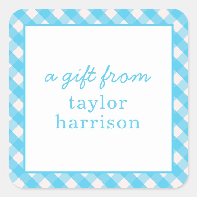 Bright Gingham Personalized Gift Stickers (Front)