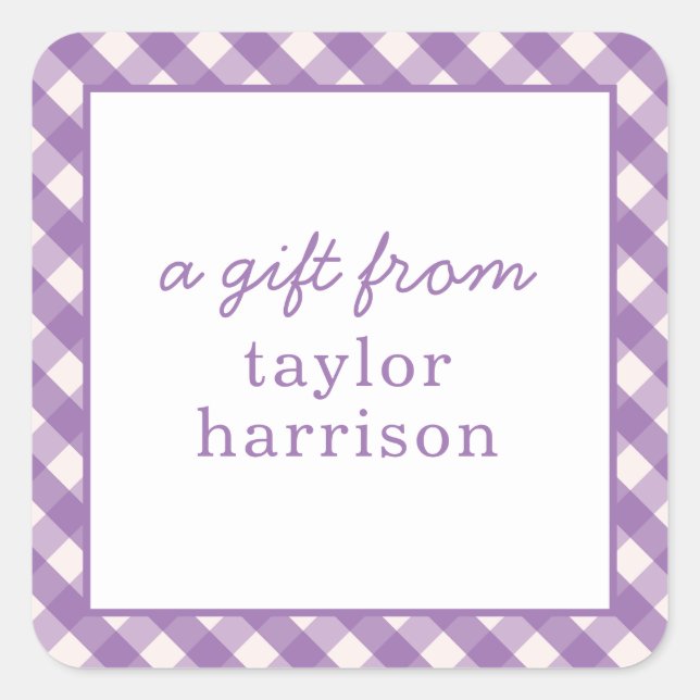 Bright Gingham Personalized Gift Stickers (Front)