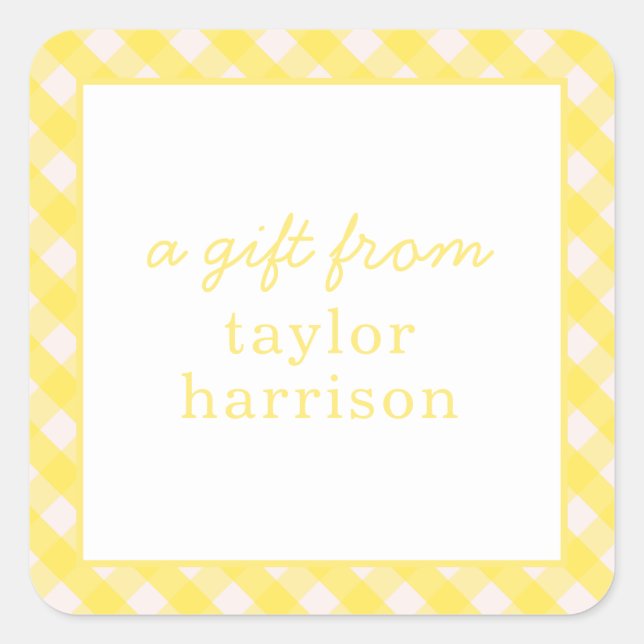 Bright Gingham Personalized Gift Stickers (Front)