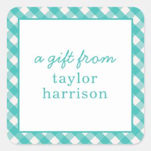 Bright Gingham Personalized Gift Stickers