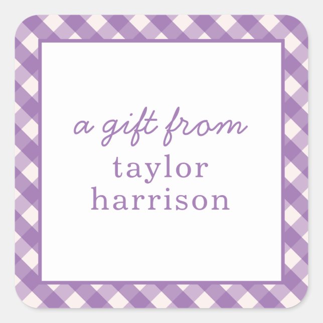 Bright Gingham Personalized Gift Stickers (Front)