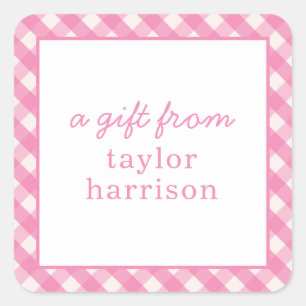 Bright Gingham Personalized Gift Stickers