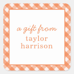 Bright Gingham Personalized Gift Stickers