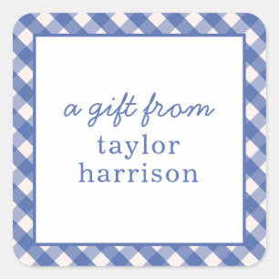 Bright Gingham Personalized Gift Stickers