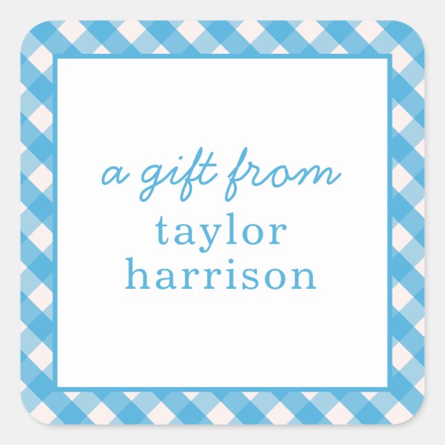 Bright Gingham Personalized Gift Stickers (Front)