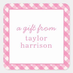 Bright Gingham Personalized Gift Stickers