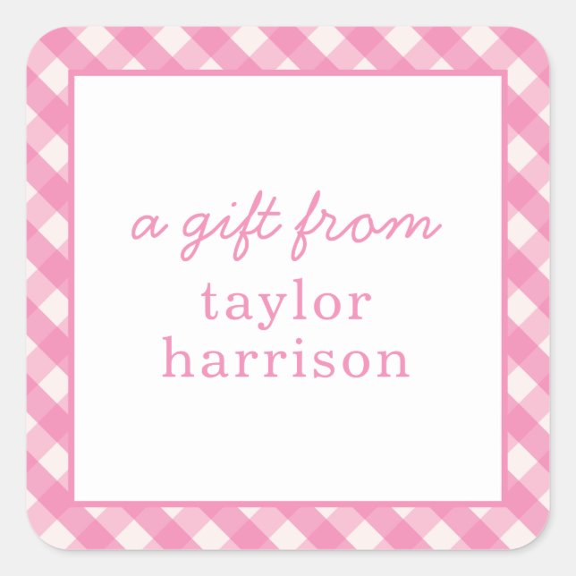 Bright Gingham Personalized Gift Stickers (Front)