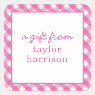 Bright Gingham Personalized Gift Stickers