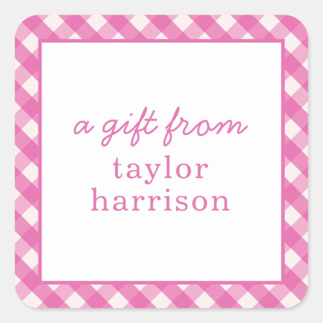 Bright Gingham Personalized Gift Stickers (Front)