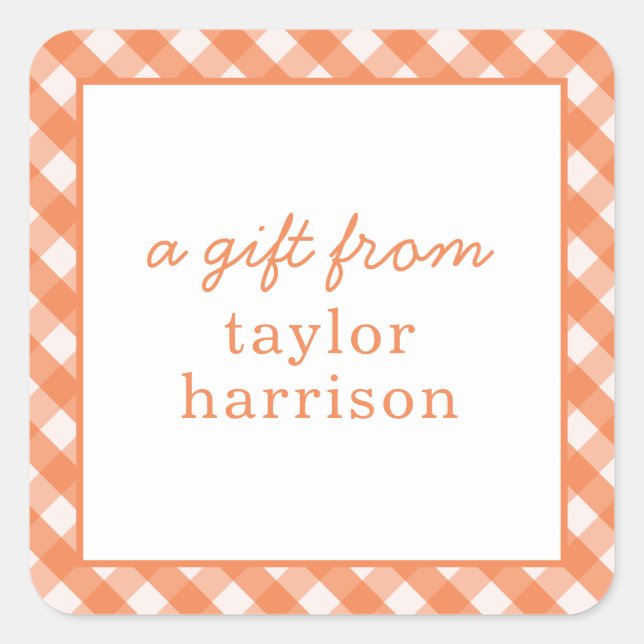 Bright Gingham Personalized Gift Stickers (Front)