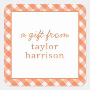Bright Gingham Personalized Gift Stickers