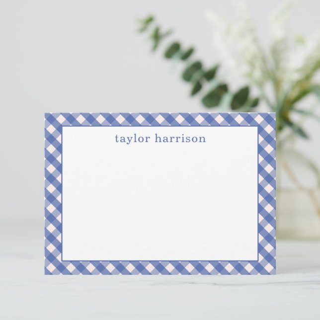 Bright Gingham Personalized Note Cards (Standing Front)