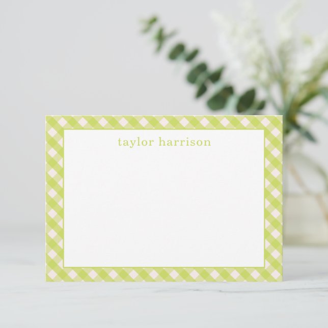 Bright Gingham Personalized Note Cards (Standing Front)