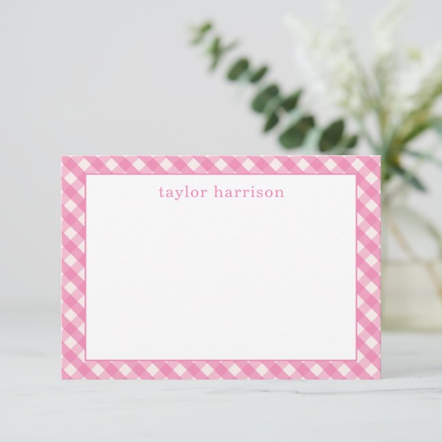 Bright Gingham Personalized Note Cards (Standing Front)