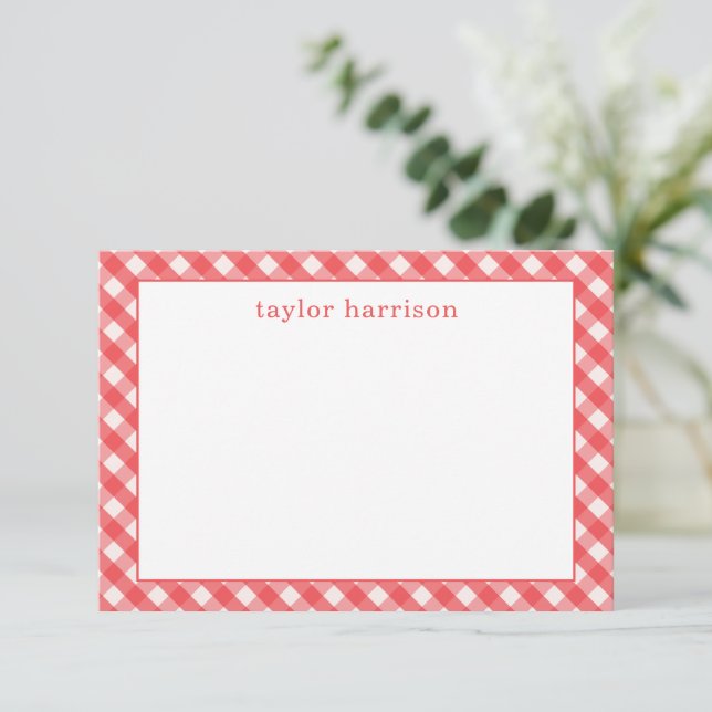 Bright Gingham Personalized Note Cards (Standing Front)