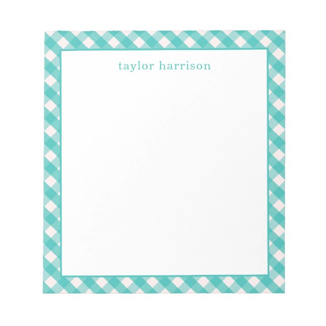 Bright Gingham Personalized Notepad (Front)
