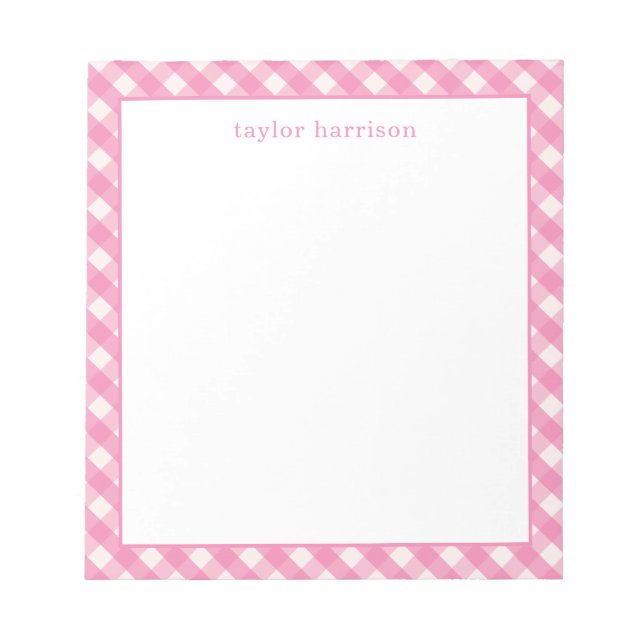 Bright Gingham Personalized Notepad (Front)