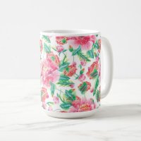 Bright Girly Pink Flowers Pattern