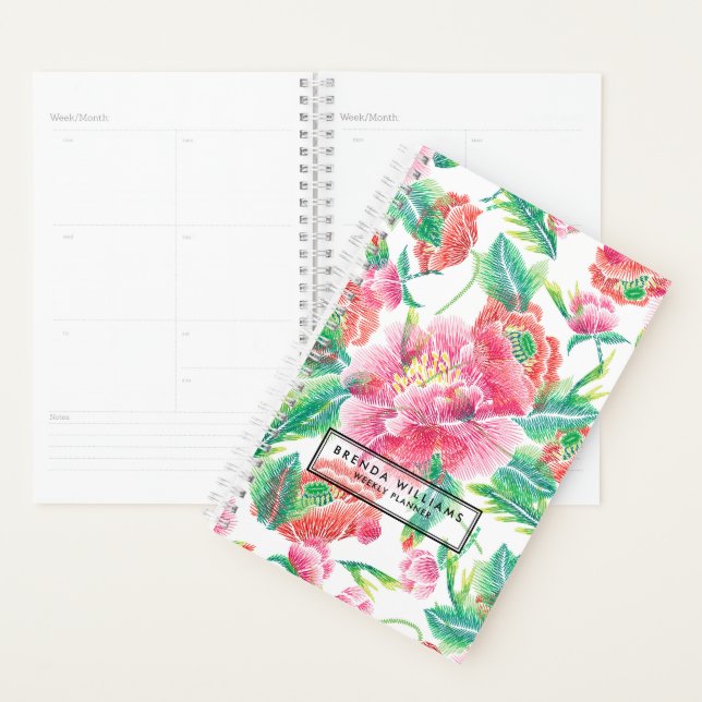 Bright Girly Pink Flowers Pattern Planner (Display)