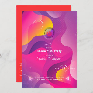 Bright Glow Geometric Virtual Graduation Party Invitation