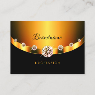 Bright Gold Effect Black with Sparkling Diamonds Business Card
