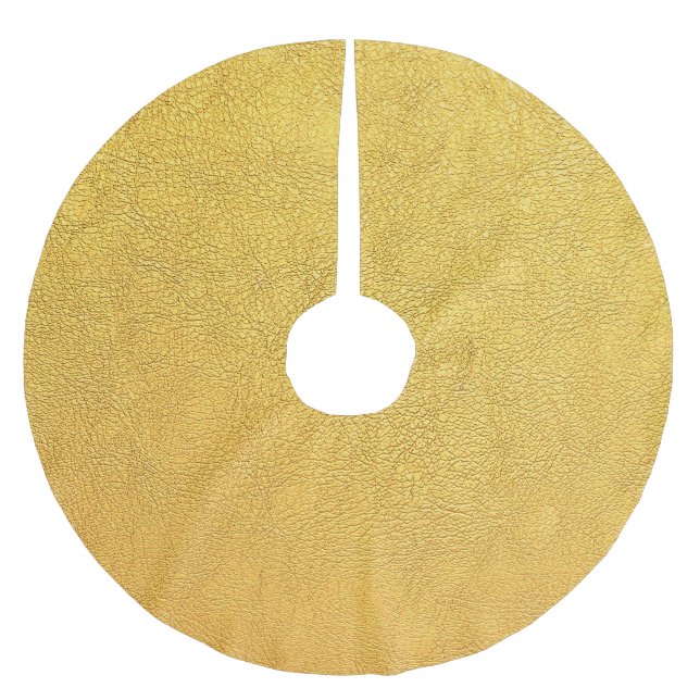 Bright Gold Leather: Textured Background Brushed Polyester Tree Skirt (Front)