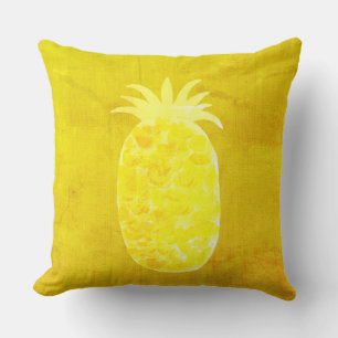 'Bright Gold Pineapple Island Vibe Throw Pillow