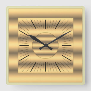 bright gold square wall clock