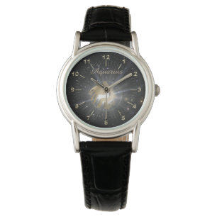 Bright golden Aquarius Watch
