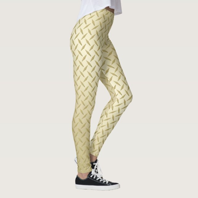 Bright Golden Diamond Plate Pattern Leggings (Right)