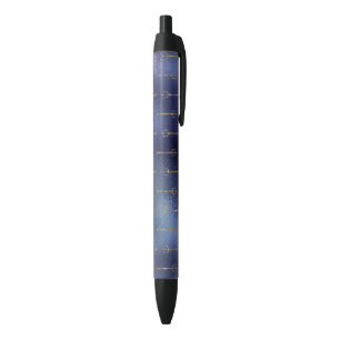 Bright Golden Trident Weapon Sea Ocean God Blue Black Ink Pen
