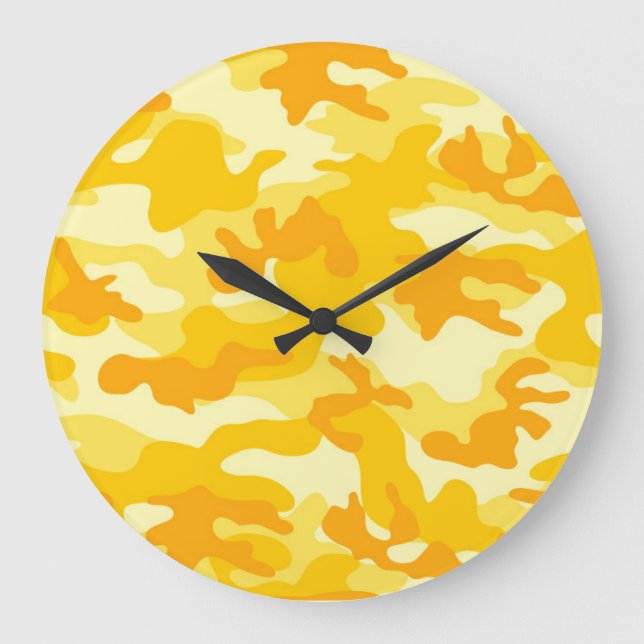 Bright Golden Yellow Camo Decor Colourful  Large Clock (Front)