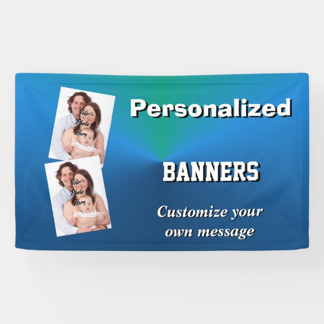 Bright graduated blue photo template banner (Horizontal)