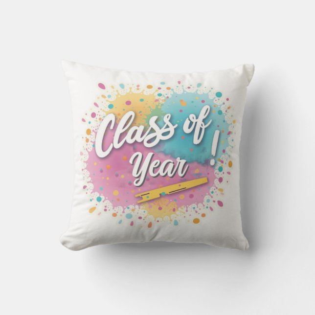 Bright Graduation Year Design – Customizable Throw Pillow (Front)