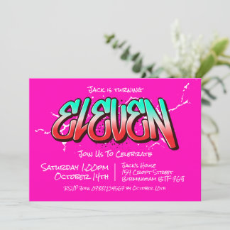 Bright Graffiti Eleven Invitation