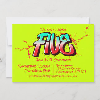 Bright Graffiti Five Invitation
