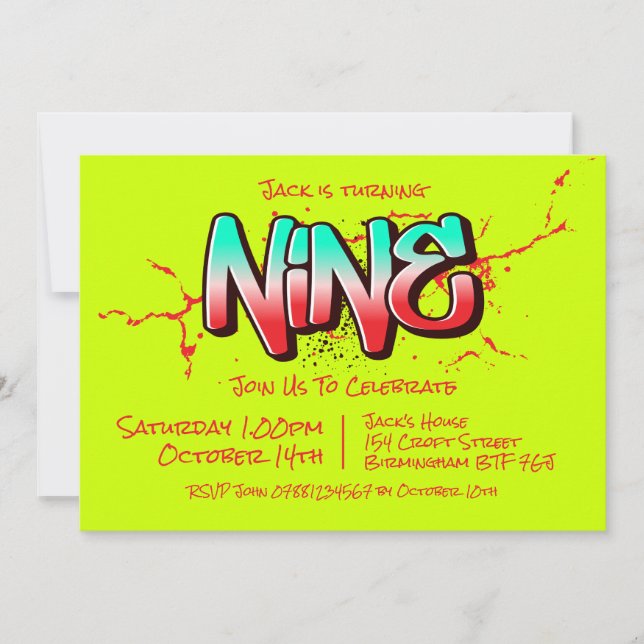 Bright Graffiti Nine Invitation (Front)