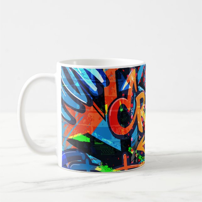 Bright graffiti, urban graphic design. coffee mug (Left)