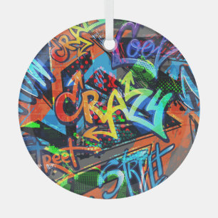 Bright graffiti, urban graphic design. glass ornament