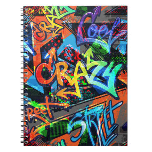 Bright graffiti, urban graphic design. notebook
