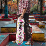 Bright Graffiti with Black 'Live to Ride' Motto  Skateboard<br><div class="desc">This skateboard deck combines a clean white background with splashes of vibrant neon pink and yellow, creating a striking contrast with the bold black "Live to Ride" motto in the centre. The graffiti-inspired design is both dynamic and expressive, featuring paint splatters that give the deck a high-energy urban vibe. Ideal...</div>