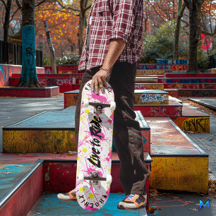 Bright Graffiti with Black 'Live to Ride' Motto  Skateboard