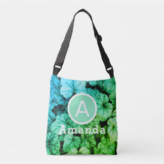 Bright green and blue foliage crossbody bag