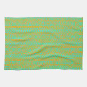 Bright Green and Orange Pattern Kitchen Towel