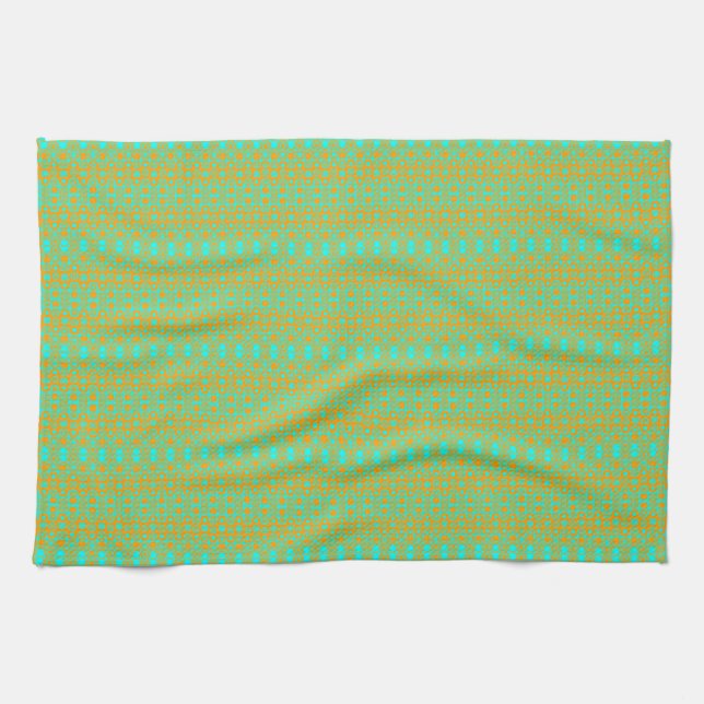 Bright Green and Orange Pattern  Kitchen Towel (Horizontal)