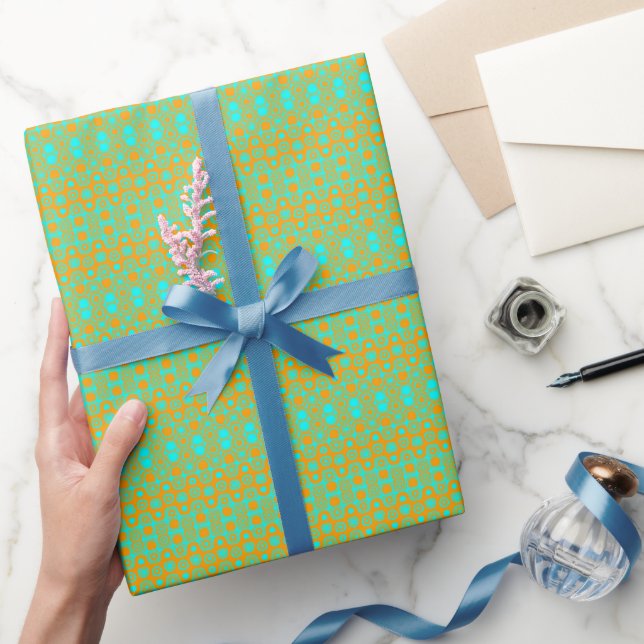 Bright Green and Orange Pattern  Wrapping Paper (Gifting)