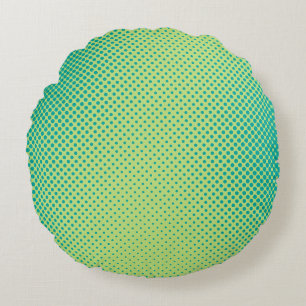Bright green and turquoise pop art retro backgroun round pillow